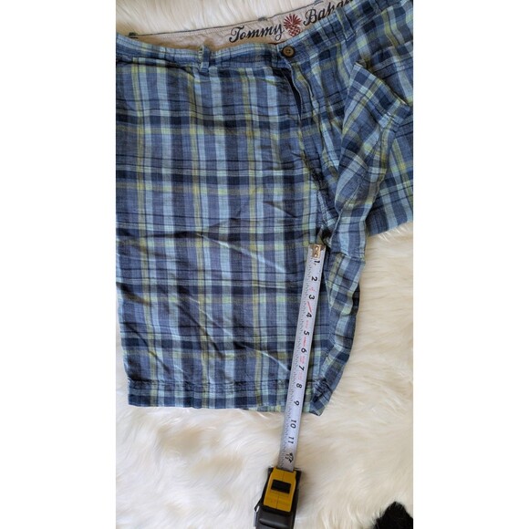 Tommy Bahama Men’s Plaid Shorts Size 40 Blue Green Linen Blend Casual Summer - Picture 8 of 10